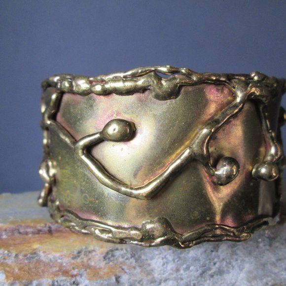 Molten Metal Bronze Bracelet Liquid Lightning Cuff - Picture 4 of 8